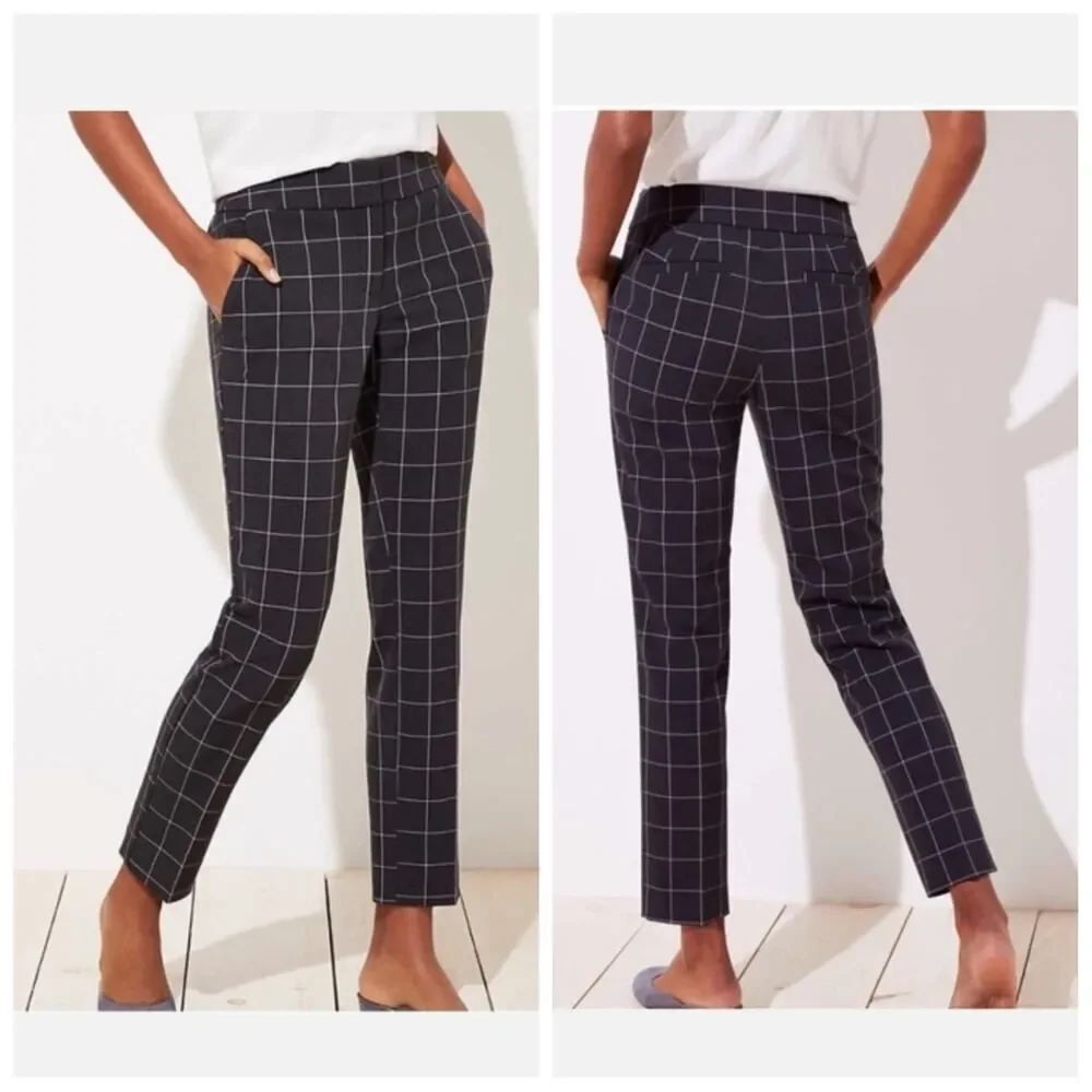 LOFT Marisa plaid tapered trousers sz 4P
